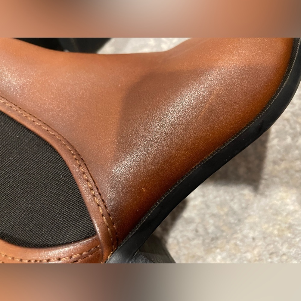 Steve Madden Dares Chelsea Boots Cognac Brown Leather With Black Accent Size 8.5 - Picture 10 of 12